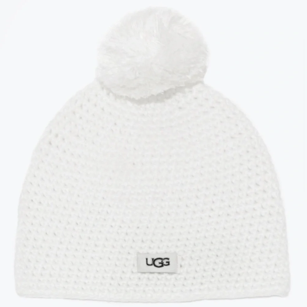 UGG White Ivory Pompom Beanie Knit Hat NWT - Picture 3 of 11